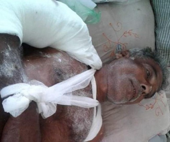 Senior citizen beaten brutally by BJP hooligans Senior citizen beaten brutally by BJP hooligans